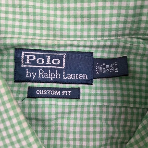 Polo Ralph Lauren Green Grid Pattern Button Down Shirt Men's Medium Purple Pony - Picture 2 of 6